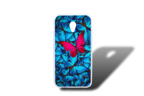 Силиконов гръб ТПУ за Alcatel U5 4047D сини цветя и пеперуда
